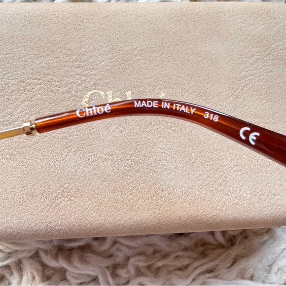 Chloe Gold and Orange Hexagonal Sunglasses - Picture 2 of 3